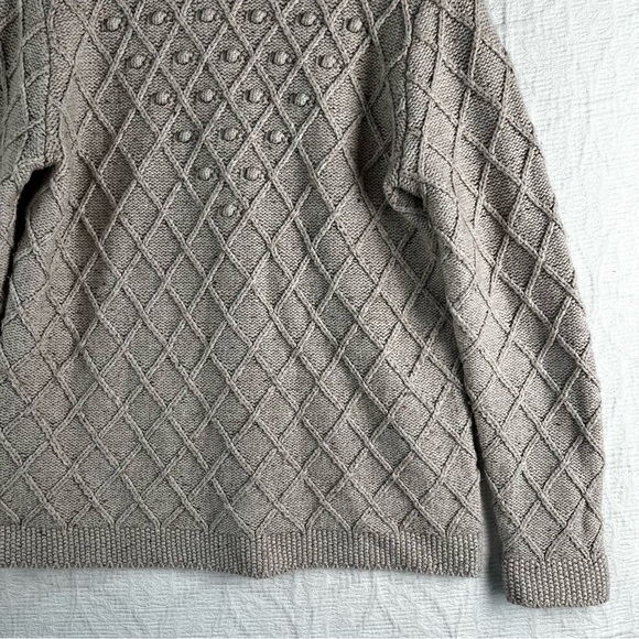 Lands End Cotton Blend Rollneck Sweater Women M Beige Donegal Knit Oatmeal Tweed - Picture 3 of 16